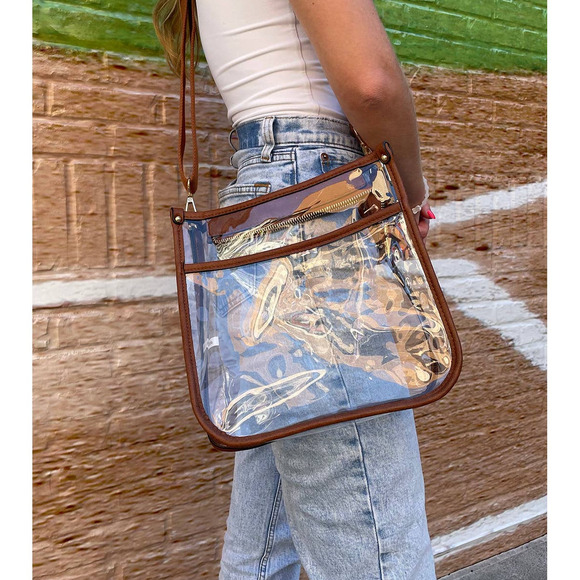 Posie Clear Crossbody with Vegan Leather Trim Silver - Picture 2 of 3